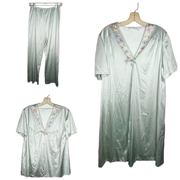 Vintage JC Penney 3 Piece Nylon Pajama Set - Picture 1 of 11
